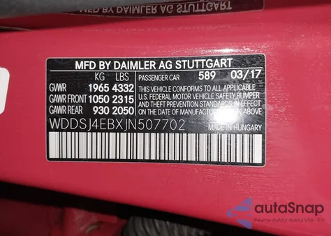 2018 Mercedes-Benz Cla 250 z USA, uszkodzony, nr VIN WDDSJ4EBXJN507702